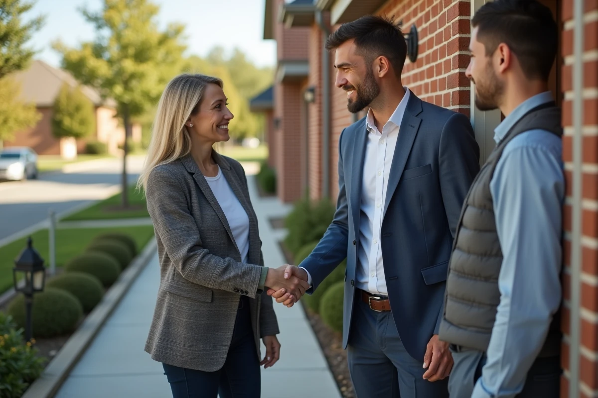 Agent immobilier serrant la main d