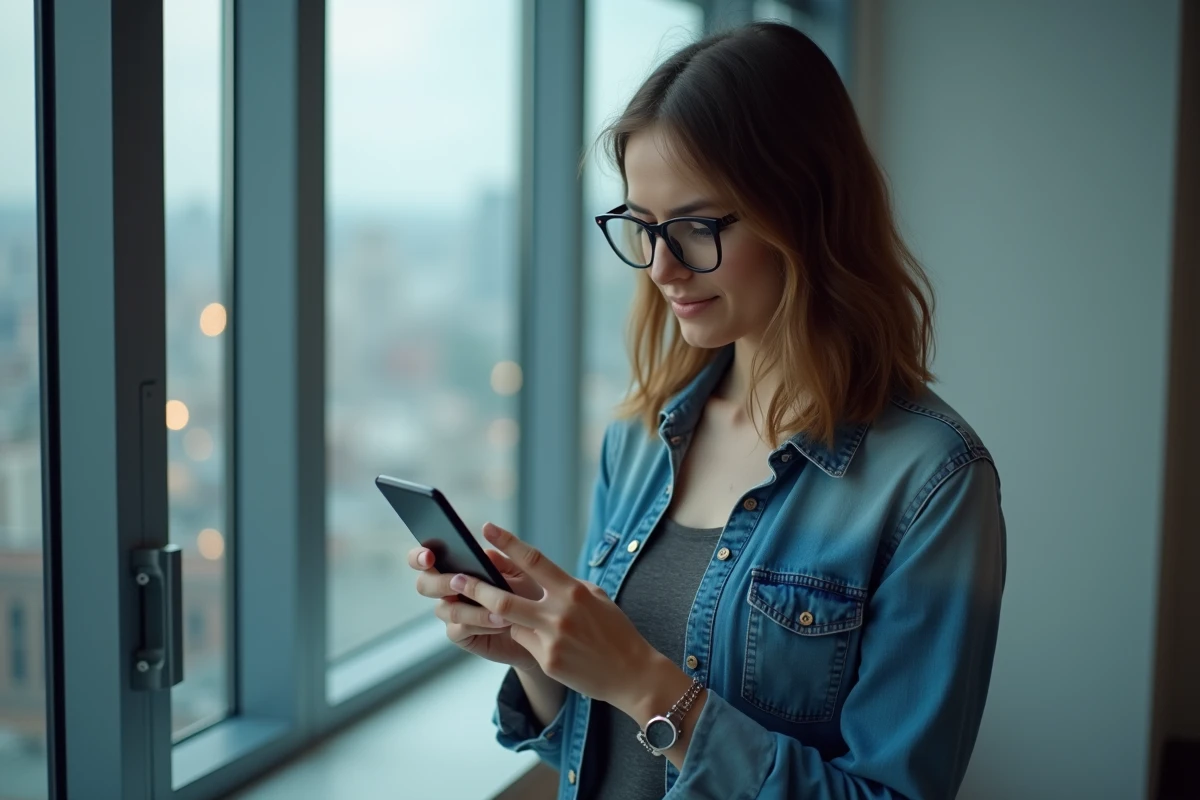 Femme consultant son smartphone pour résoudre un problème de connexion à une application cloud