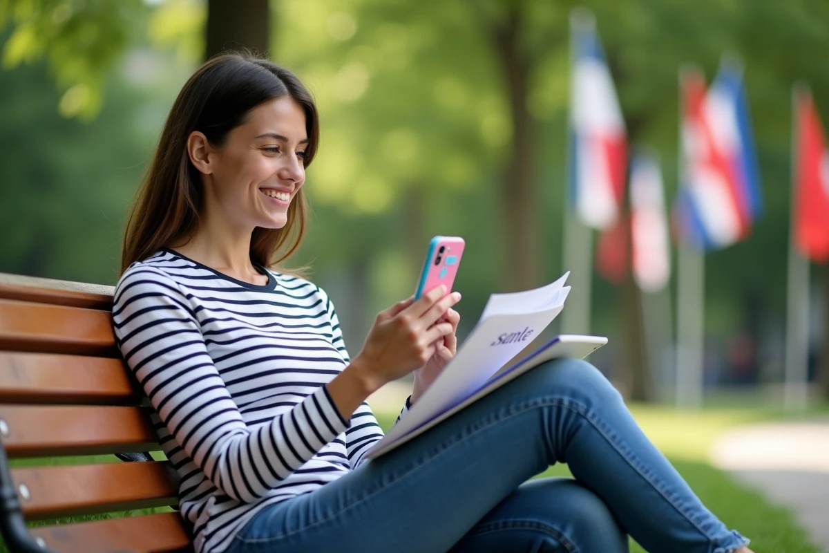 Jeune femme française en parc lors d